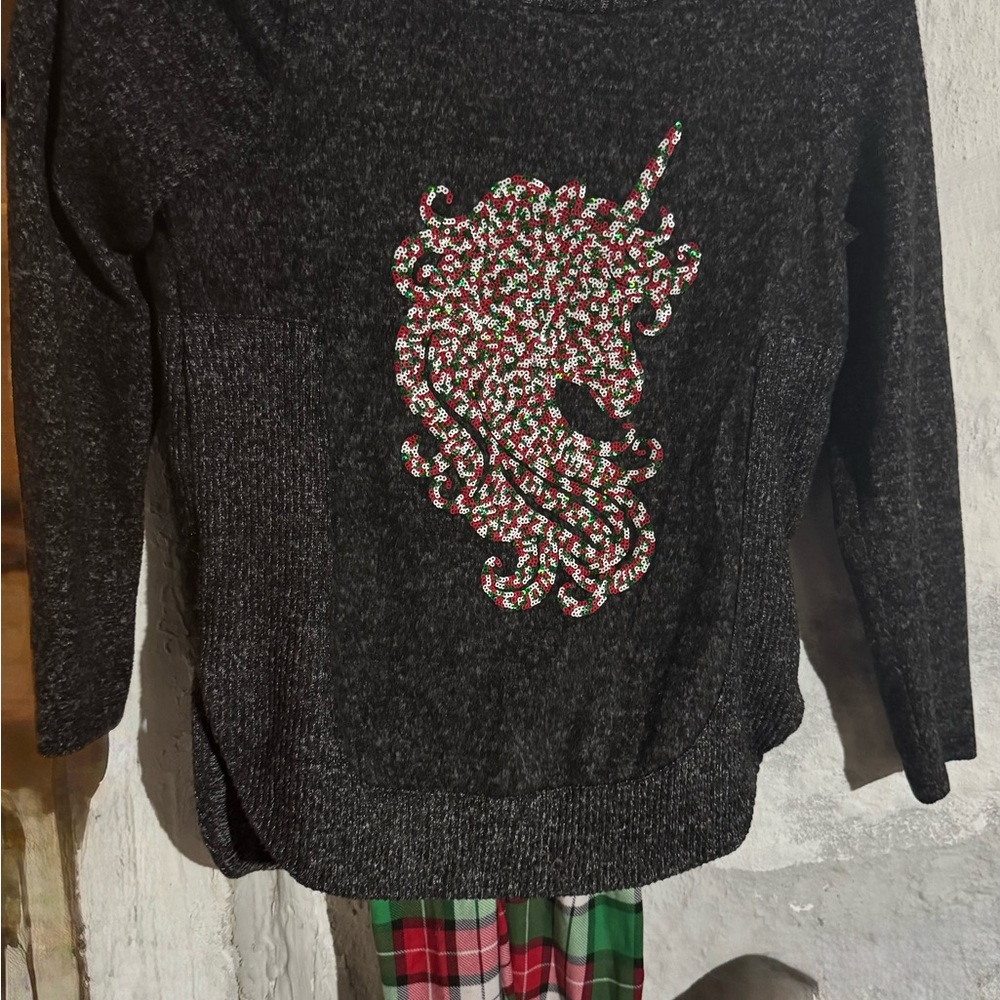 Black Sweater with Unicorn Design